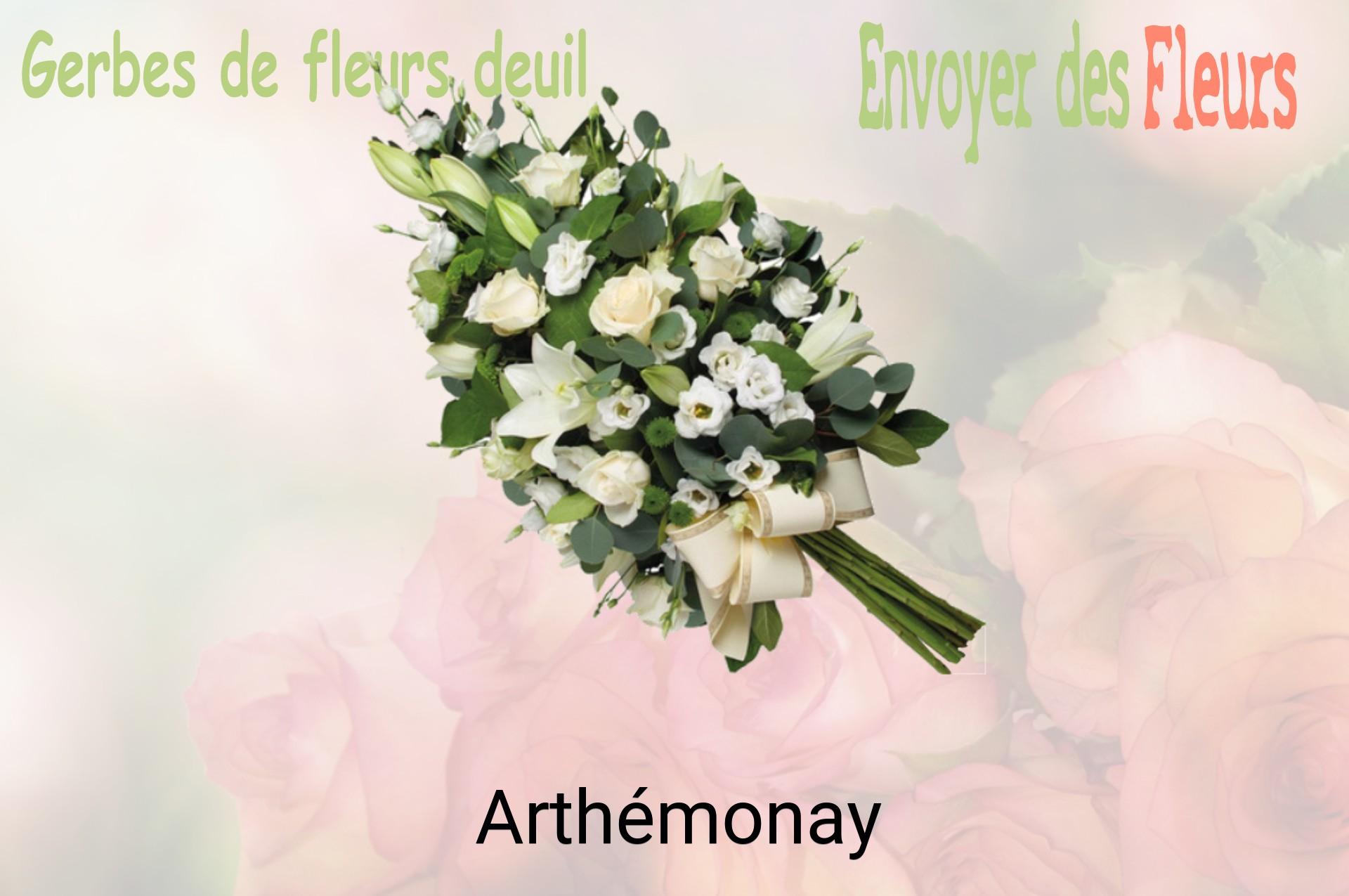 Gerbe de fleurs de deuil livrée à Arthémonay
